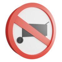 3D render no cart sign icon isolated on transparent background, red mandatory sign png