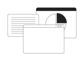 Open multiple webpages in browser monochrome flat vector icon. Management. Editable full sized black and white elements. Simple thin line art spot illustration for web graphic design and animation