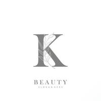 letter K logo floral logo design. logo for women beauty salon massage cosmetic or spa brand vector