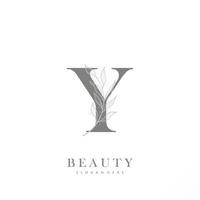 letra y logo floral logo diseño. logo para mujer belleza salón masaje cosmético o spa marca vector