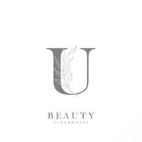 letter U logo floral logo design. logo for women beauty salon massage cosmetic or spa brand vector