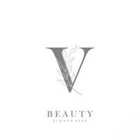 letter V logo floral logo design. logo for women beauty salon massage cosmetic or spa brand vector