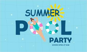 Summer pool party invitation illustration vector