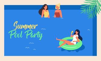 Summer pool party invitation illustration vector