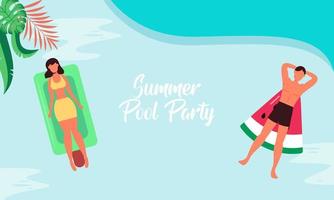 Summer pool party invitation illustration vector