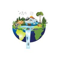 Geography and Biodiversity of the Earth,  world wildlife by Animal on earth, wildlife concept, environment day, World Habitat wildlife day, world day of endangered species, Forest and biodiversity vector