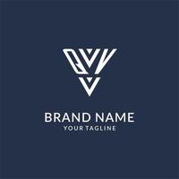 QV triangle monogram logo design ideas, creative initial letter logo with triangular shape logo vector