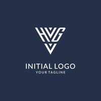HG triangle monogram logo design ideas, creative initial letter logo with triangular shape logo vector