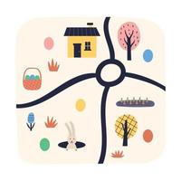 Children cartoon map Easter Village vector