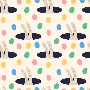 Rabbit with protruding ears in a mink with Easter eggs pattern vector