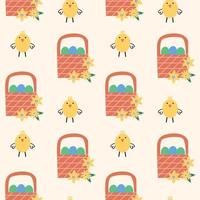 Easter egg baskets with chickens pattern vector