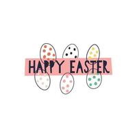 Print typography happy easter with abstract eggs vector