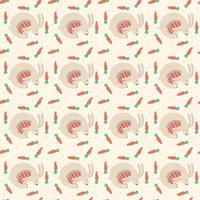 Cute bunny with carrots pattern vector