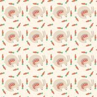 Cute bunny with carrots pattern vector