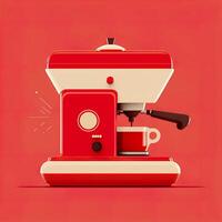Vitange coffee machine. Vector illustration in red tones. . photo