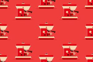 Pattern of vitange coffee machine. Vector illustration in red tones. . photo