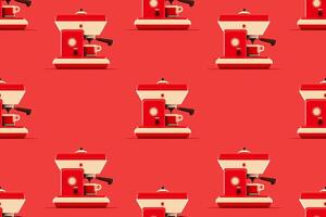 Pattern of vitange coffee machine. Vector illustration in red tones. . photo