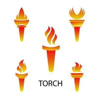 torch icon set. torch symbol. flaming icon vector