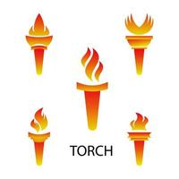 torch icon set. torch symbol. flaming icon vector