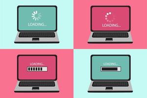 loading icon set on laptop for illustration website loading process vector