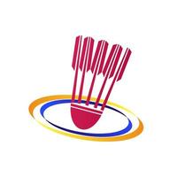 Shuttlecock icon with ribbon. suitable for Badminton Championship Logo vector