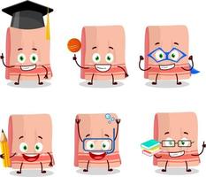 School student of towel cartoon character with various expressions vector