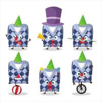 Cartoon character of blue school vest with various circus shows vector
