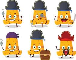 Cartoon character of straw hat with various pirates emoticons vector