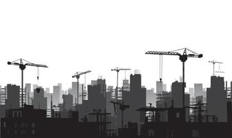 Building construction site with a tower crane and engineer and workers.Vector illustration vector