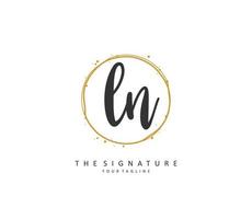 L N LN Initial letter handwriting and  signature logo. A concept handwriting initial logo with template element. vector