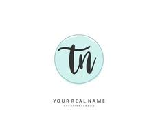 T N TN Initial letter handwriting and  signature logo. A concept handwriting initial logo with template element. vector