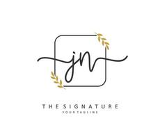 J N JN Initial letter handwriting and  signature logo. A concept handwriting initial logo with template element. vector