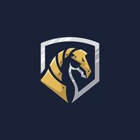 iron horse logo in shield shape vector