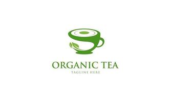creativo orgánico verde té logo diseño vector