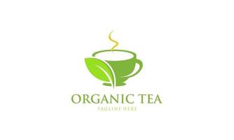 creativo orgánico verde té logo diseño vector