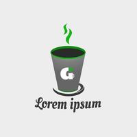 coffee logo template with initial G with cup flat style. vector