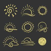 Hand drawn doodle sun. Design element. vector illustration.