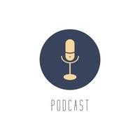 Microphone sign in a round frame. Listening to podcast vector