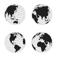 colección de globo siluetas continente mapas con longitud vector