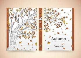 Book Cover orange autumn tree art design vector booklet cover poster design