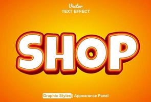 tienda texto efecto con naranja color gráfico estilo editable vector