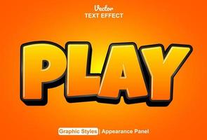 play text effect with orange color graphic style editable vector