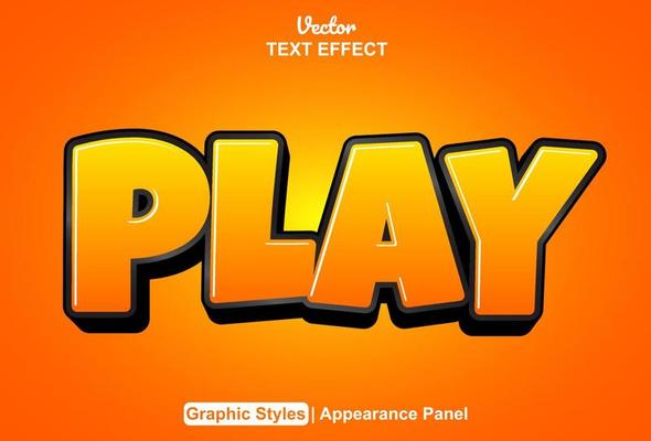 play text effect with orange color graphic style editable
