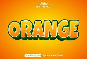 efecto de texto naranja con estilo gráfico y editable. vector