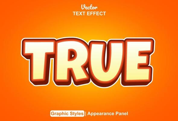 true text effect with orange color graphic style editable