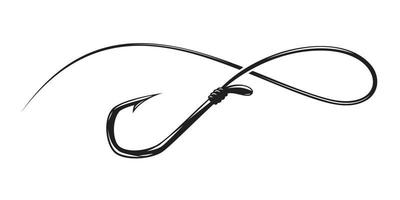 Draw a black hook and a curved line. vector