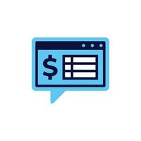 icon vector concept of feedback from reviews of budgeting and tax accounting apps is illustrated by comments, dollar and table symbols. Can used for social media, website, web, poster, mobile apps