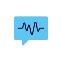 icon vector concept of conversation review, seismic or health findings are illustrated by comments and heart or radio wave symbols. Can used for social media, website, web, poster, mobile apps