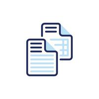 vector icon concept of Two stacked notes or documents with folded corners can be viewed for audit or copy paste. Can be used for business, company, education. Can be applied to web, website, poster