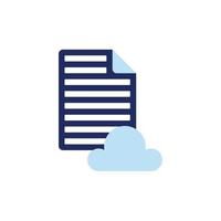 vector icon concept of documents or notes with folded corners uploaded in cloud. Can be used for technology, business and finance. Can be applied to web, website, poster, mobile apps, ads